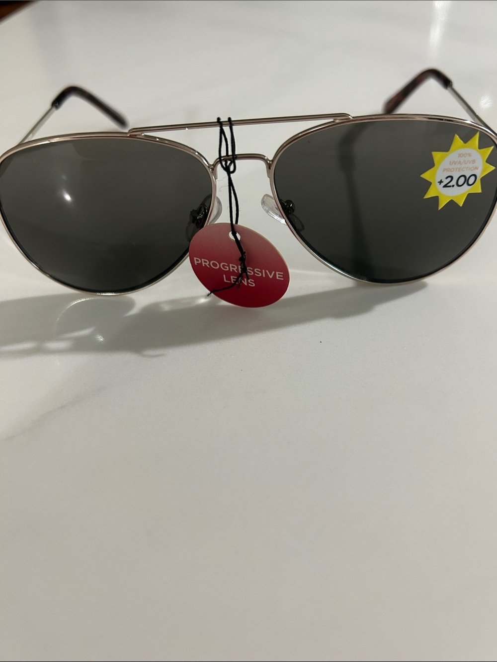 Aviator Progressive Lens Sunglasses - Black Lenses